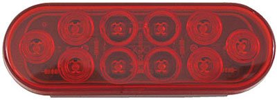 Optronics STL-72RBK 6 Inch Oval Red LED Stop/Turn/Tail Light with Grommet and Pigtail
